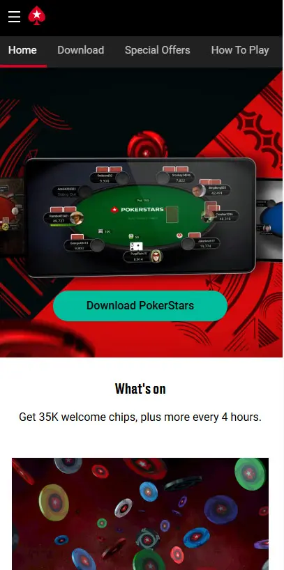 l'app e l'interfaccia di POKERSTARS CASINO